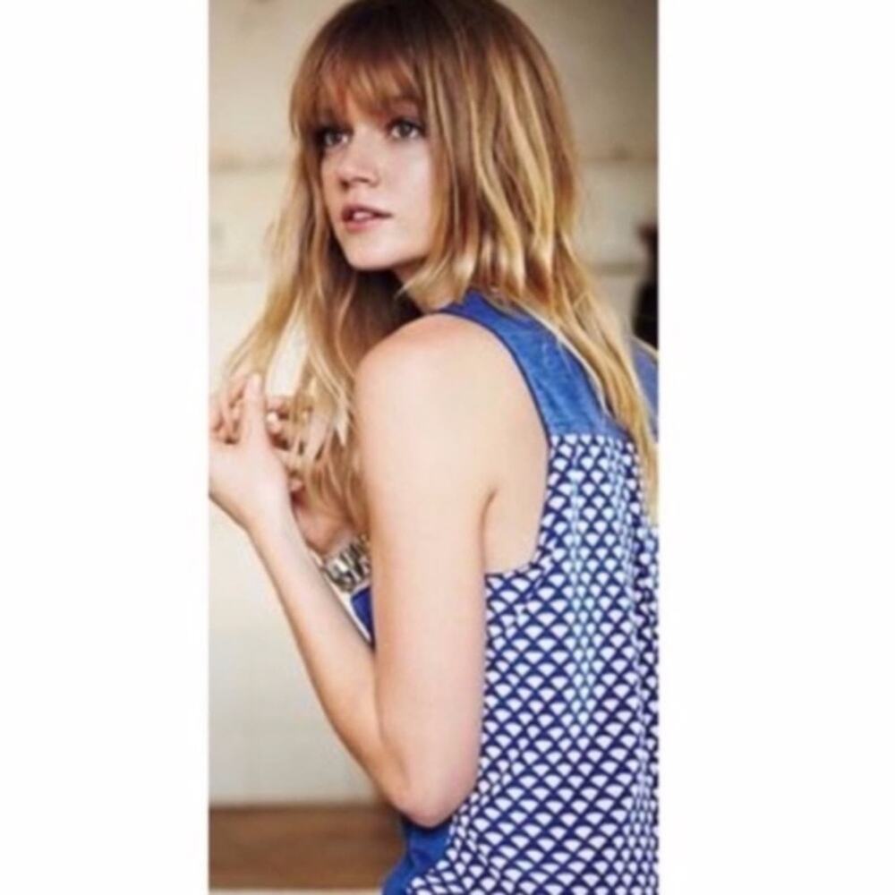 Anthropologie Porridge Blue “Bi-Coastal” Tunic Blue/White Top